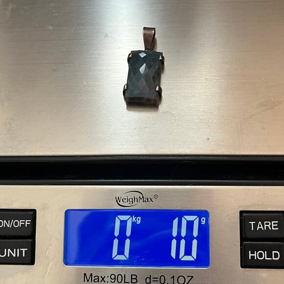 Vintage Rectangular Labradorite Hinged Sterling Silver Pendant - 10g - VG / EUC - Picture 14 of 14